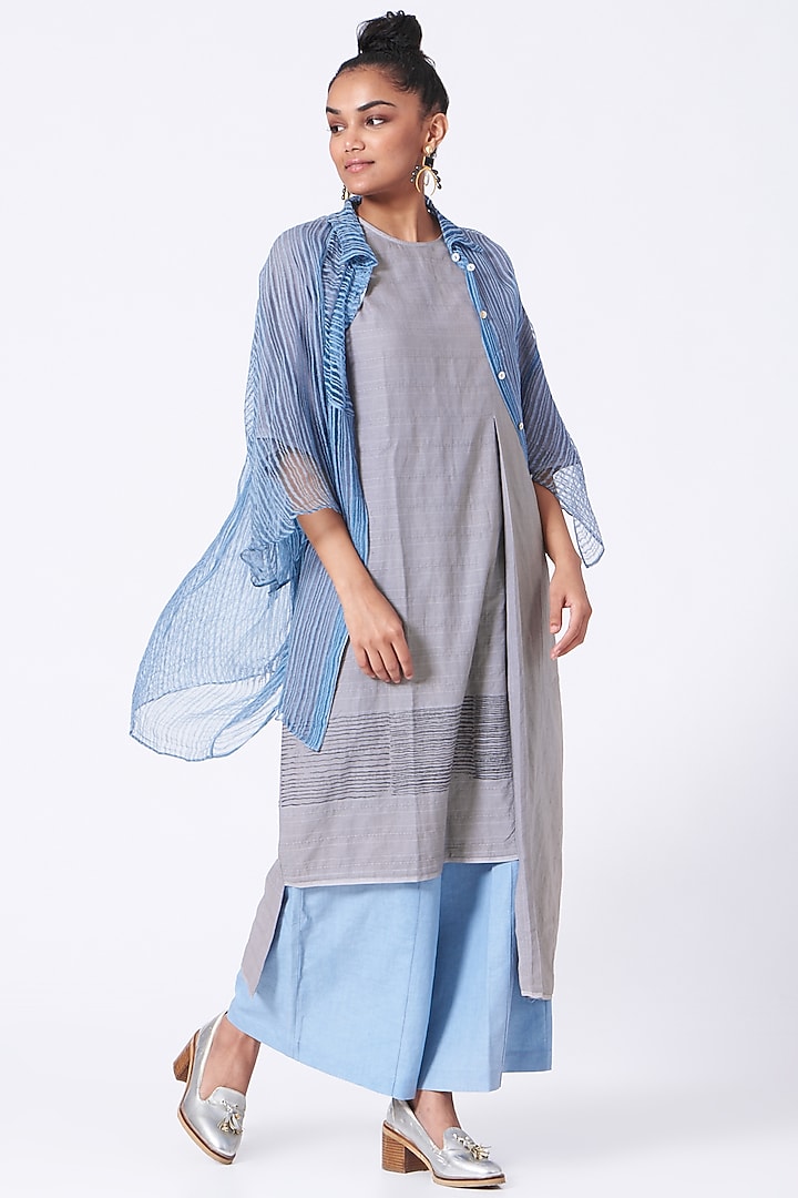 Tranquil Blue Oversized Shirt by Urvashi Kaur at Pernia's Pop Up Shop