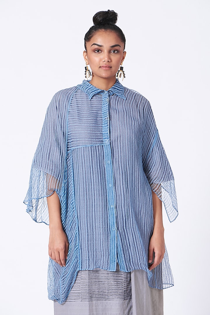 Tranquil Blue Oversized Shirt by Urvashi Kaur at Pernia's Pop Up Shop