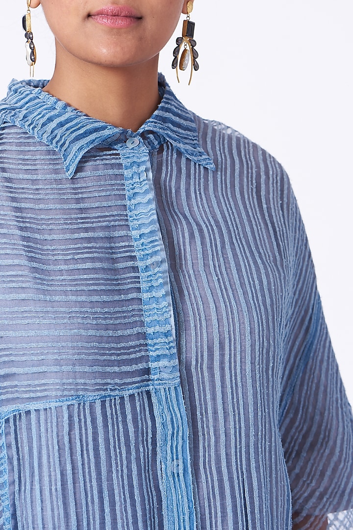 Tranquil Blue Oversized Shirt by Urvashi Kaur at Pernia's Pop Up Shop