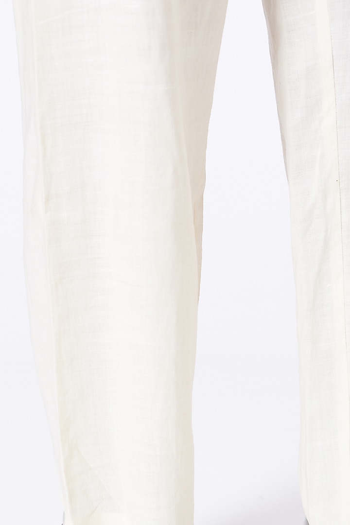 Antique White Hand Block Printed Peplum Top by Urvashi Kaur at Pernia's Pop Up Shop
