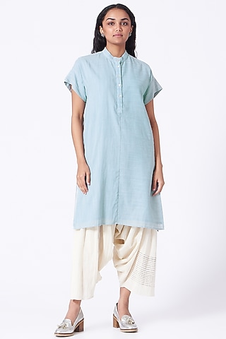 Antique White Hand Block Printed Salwar Pants by Urvashi Kaur