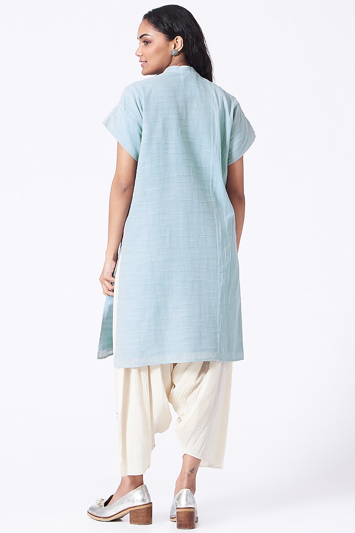Antique White Hand Block Printed Salwar Pants by Urvashi Kaur at Pernia's Pop Up Shop