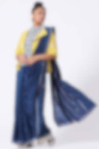 Indigo Saree With Kantha Work by Urvashi Kaur at Pernia's Pop Up Shop