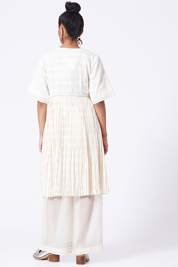 Antique White Checkered Vacation Dress by Urvashi Kaur at Pernia's Pop Up Shop