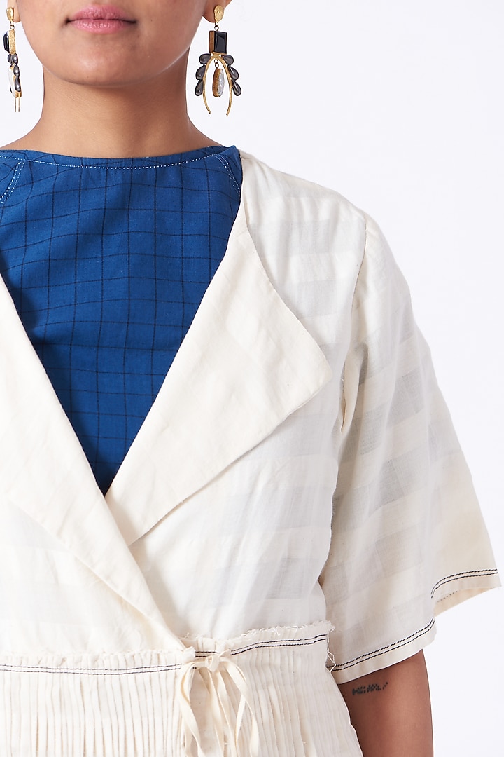 Antique White Checkered Vacation Dress by Urvashi Kaur at Pernia's Pop Up Shop