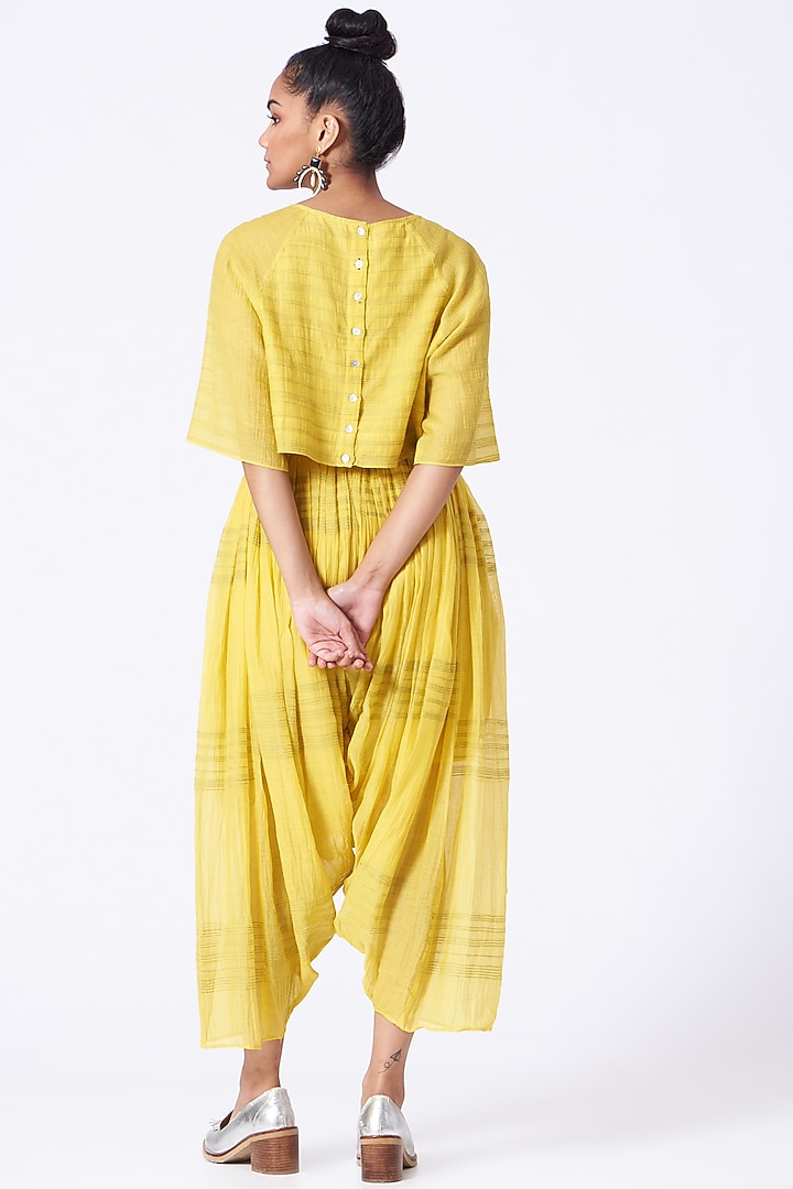 Yellow Silk Cotton Salwar Pants by Urvashi Kaur at Pernia's Pop Up Shop
