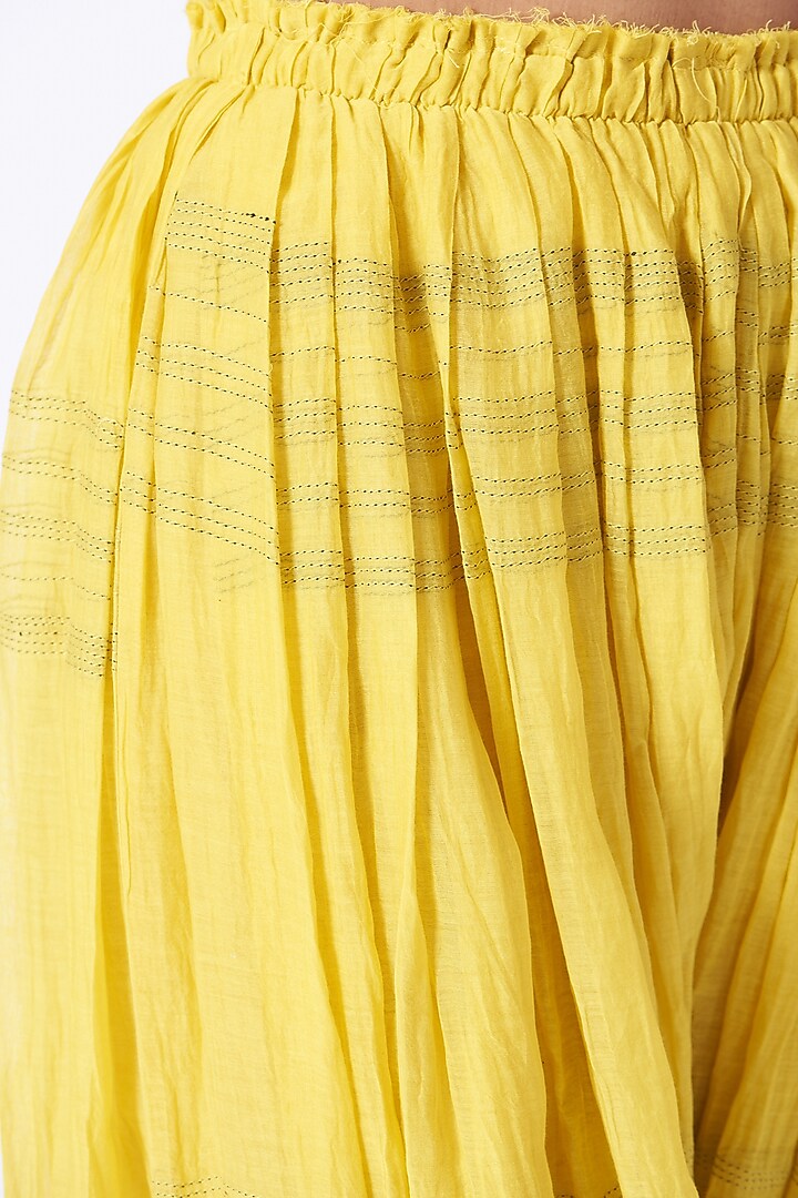 Yellow Silk Cotton Salwar Pants by Urvashi Kaur at Pernia's Pop Up Shop