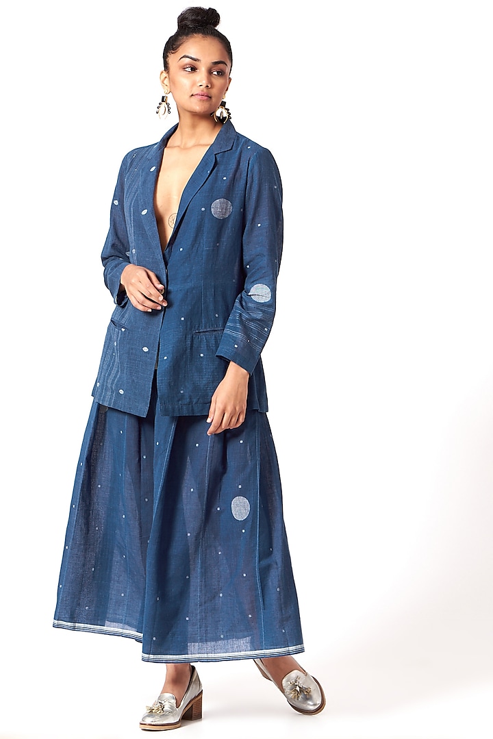 Indigo Pleated Skirt by Urvashi Kaur