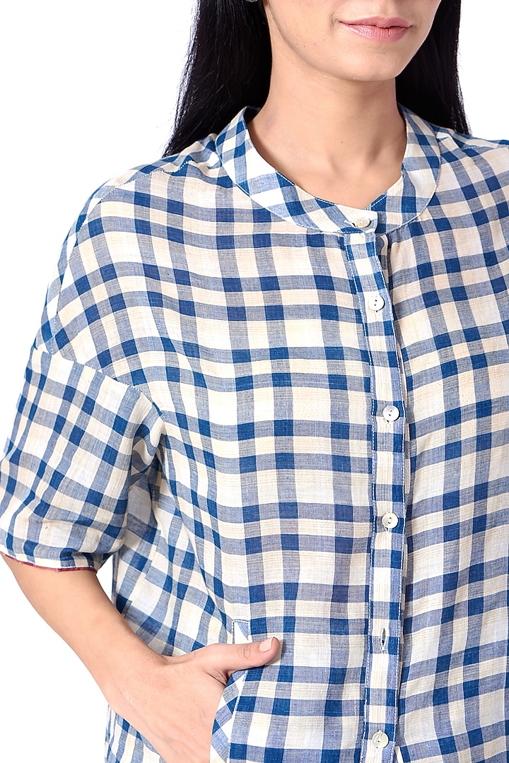 Indigo Checkered Shirt by Urvashi Kaur at Pernia's Pop Up Shop