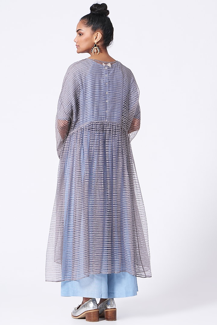 Pearl Grey Linen Noil Overlay by Urvashi Kaur at Pernia's Pop Up Shop