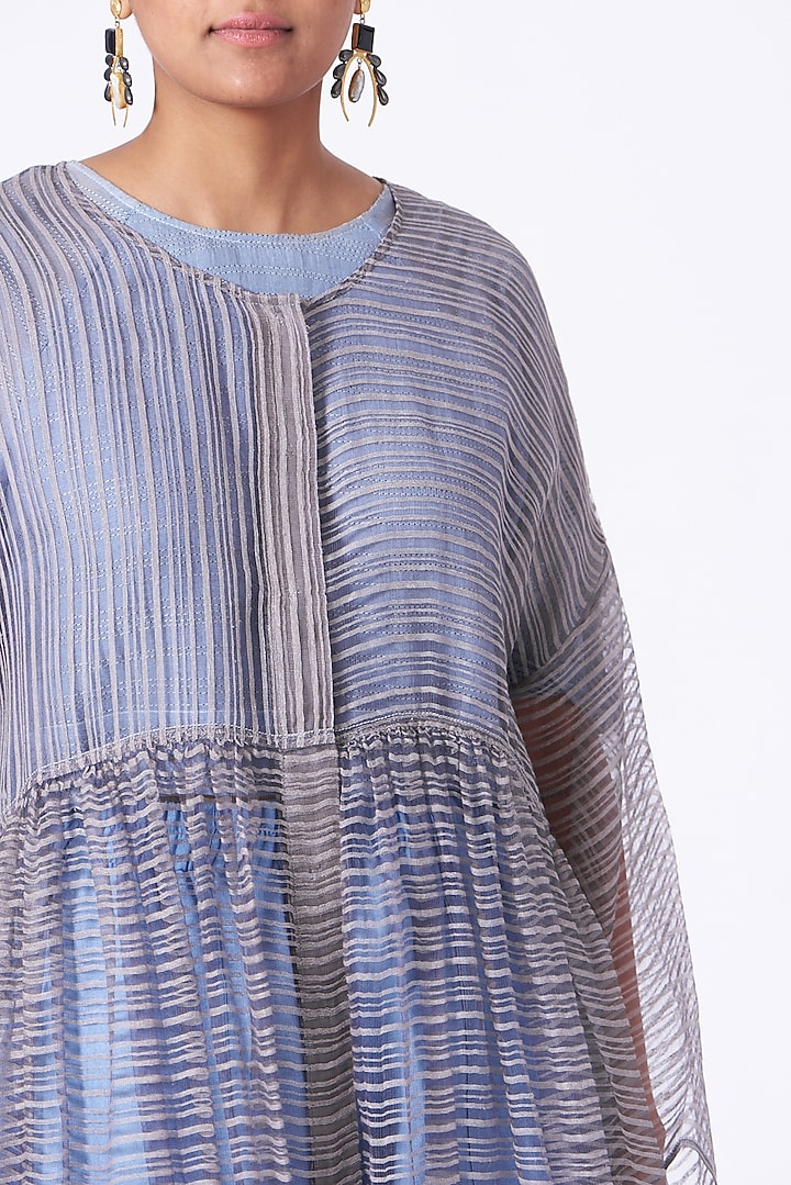 Pearl Grey Linen Noil Overlay by Urvashi Kaur at Pernia's Pop Up Shop