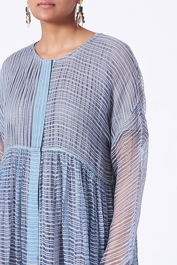 Tranquil Blue Linen Noil Overlay by Urvashi Kaur at Pernia's Pop Up Shop