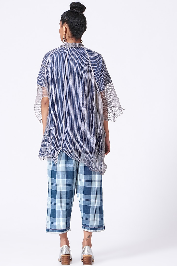 Pearl Grey Hand Block Printed Oversized Shirt by Urvashi Kaur at Pernia's Pop Up Shop