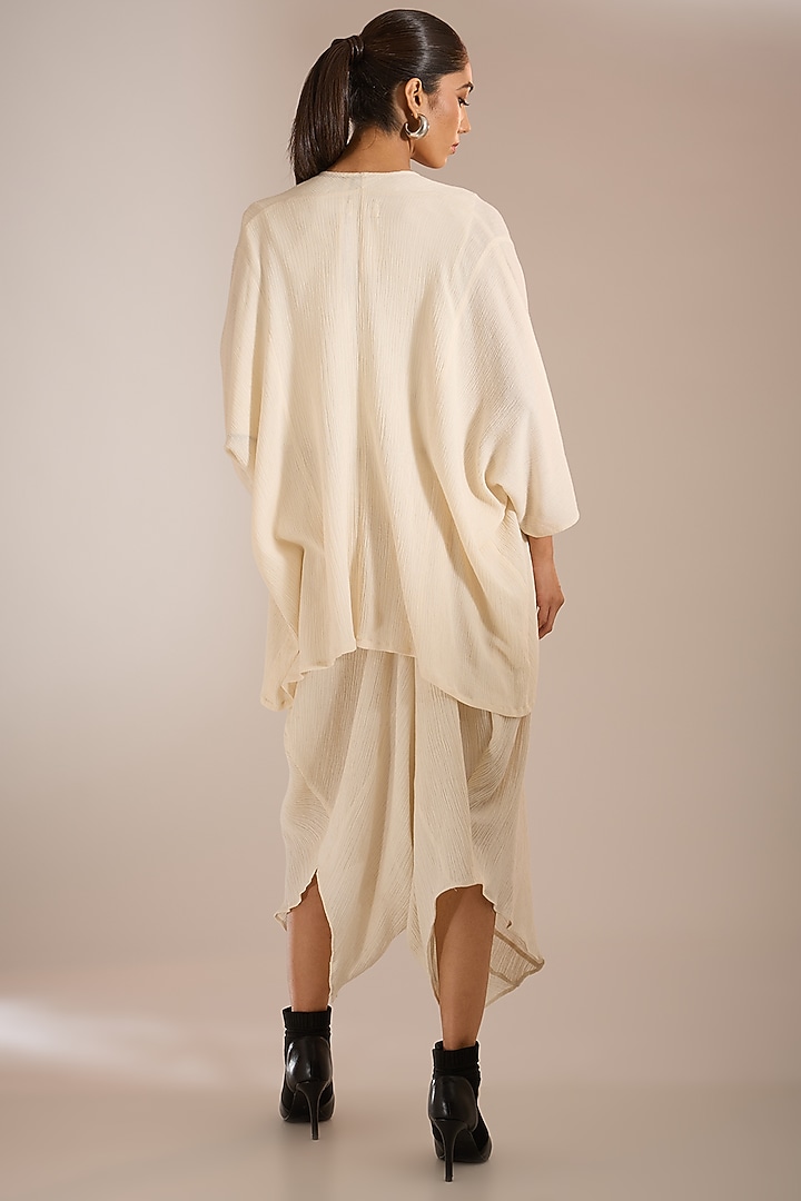 Shell-Colored Textured Cotton Jacket by Urvashi Kaur at Pernia's Pop Up Shop