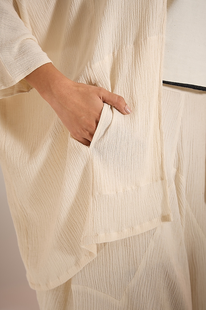 Shell-Colored Textured Cotton Jacket by Urvashi Kaur at Pernia's Pop Up Shop