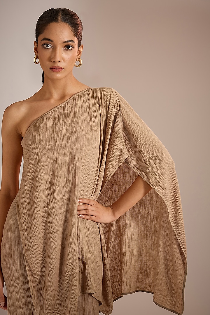 Nude Cotton & Sheer Overlay Maxi Summer Dress by Urvashi Kaur at Pernia's Pop Up Shop 2026 Nude Cotton & Sheer Overlay Maxi Summer Dress by Urvashi Kaur at Pernia's Pop Up Shop 2026