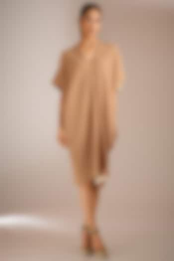 Nude Crinkle Cotton Kaftan Dress by Urvashi Kaur at Pernia's Pop Up Shop