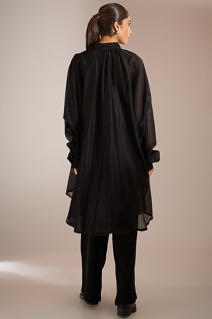 Black Crinkle Cotton Lounge Pants by Urvashi Kaur at Pernia's Pop Up Shop