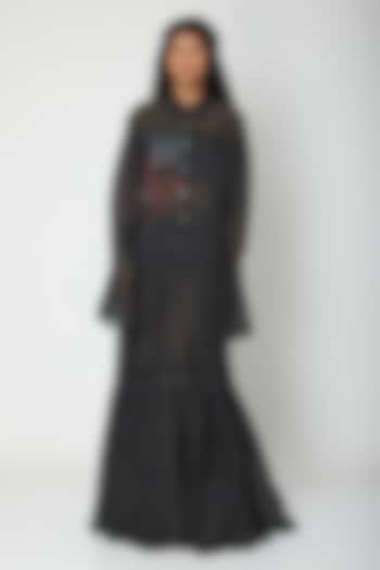 Black Block Printed Dress by Urvashi Kaur