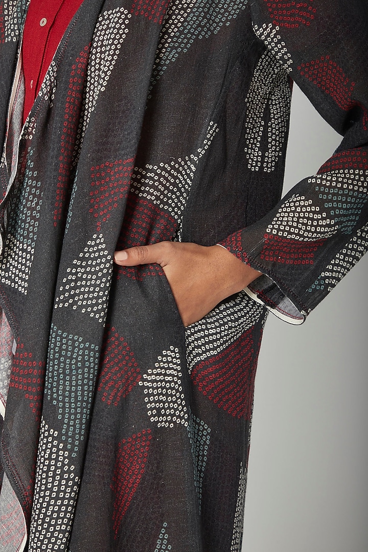 Black Shibori Printed Jacket by Urvashi Kaur at Pernia's Pop Up Shop