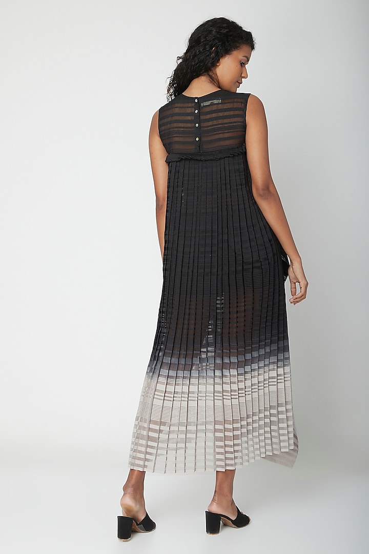 Black Ombre Pleated Vacation Dress by Urvashi Kaur at Pernia's Pop Up Shop