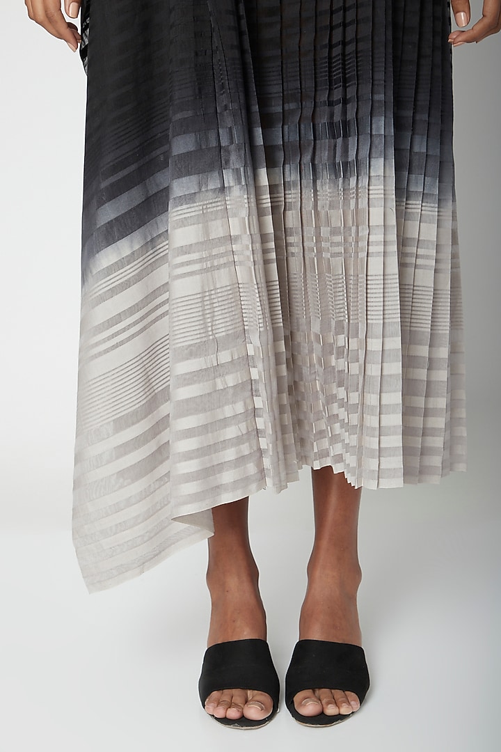 Black Ombre Pleated Vacation Dress by Urvashi Kaur at Pernia's Pop Up Shop