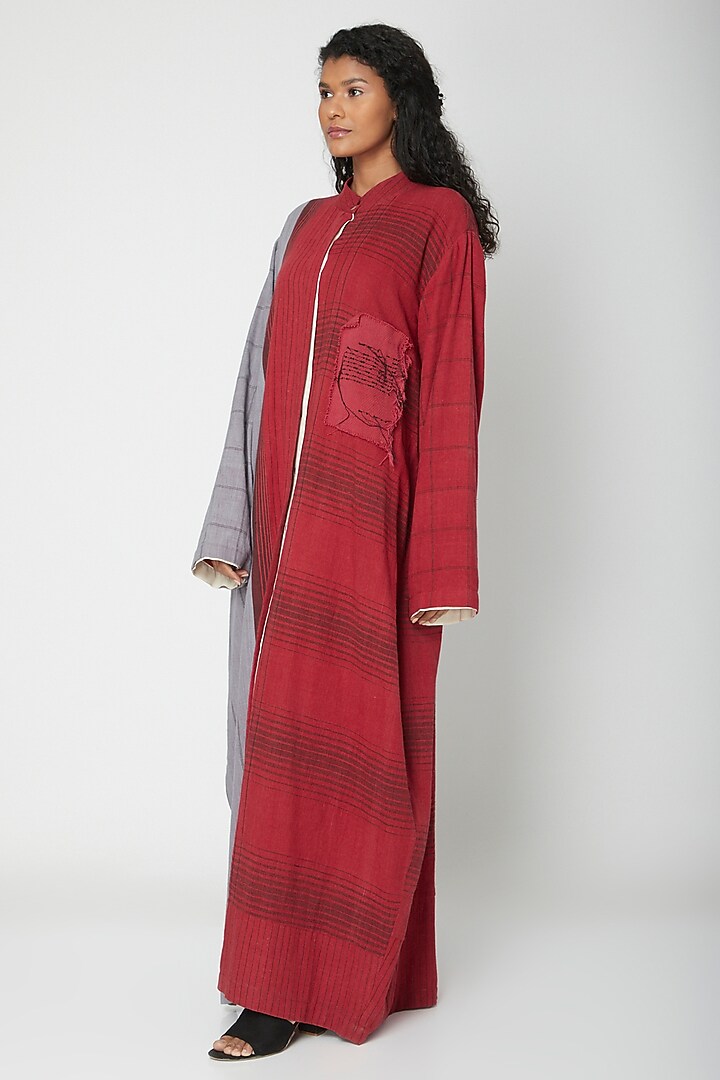 Red Hand Woven Vacation Dress by Urvashi Kaur at Pernia's Pop Up Shop