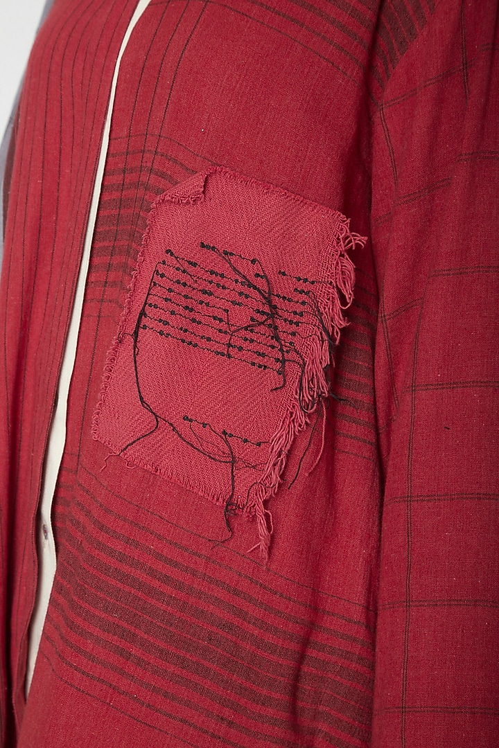 Red Hand Woven Vacation Dress by Urvashi Kaur at Pernia's Pop Up Shop