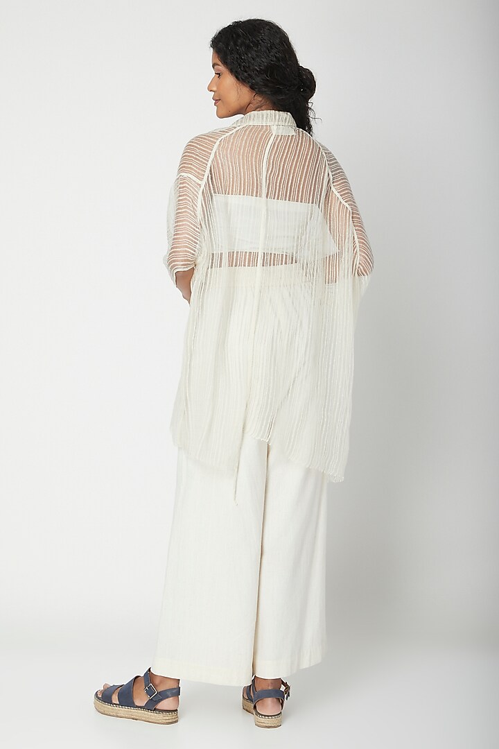 Ecru White Oversized Shirt by Urvashi Kaur at Pernia's Pop Up Shop
