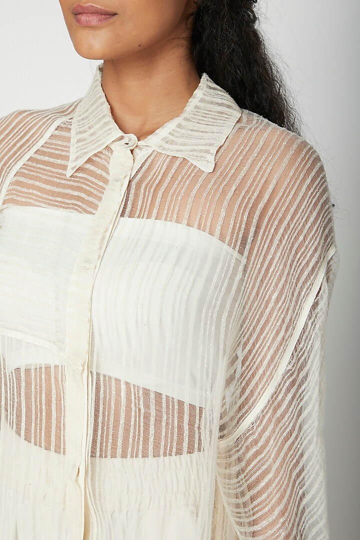 Ecru White Oversized Shirt by Urvashi Kaur at Pernia's Pop Up Shop