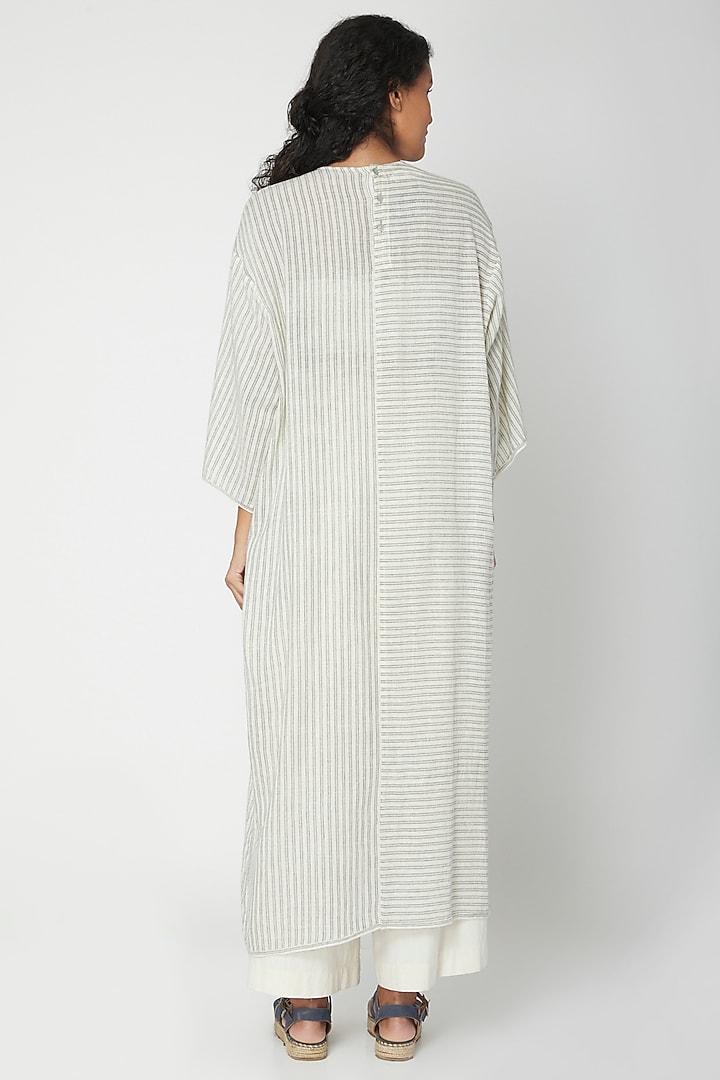 Ecru White Striped Tunic by Urvashi Kaur at Pernia's Pop Up Shop