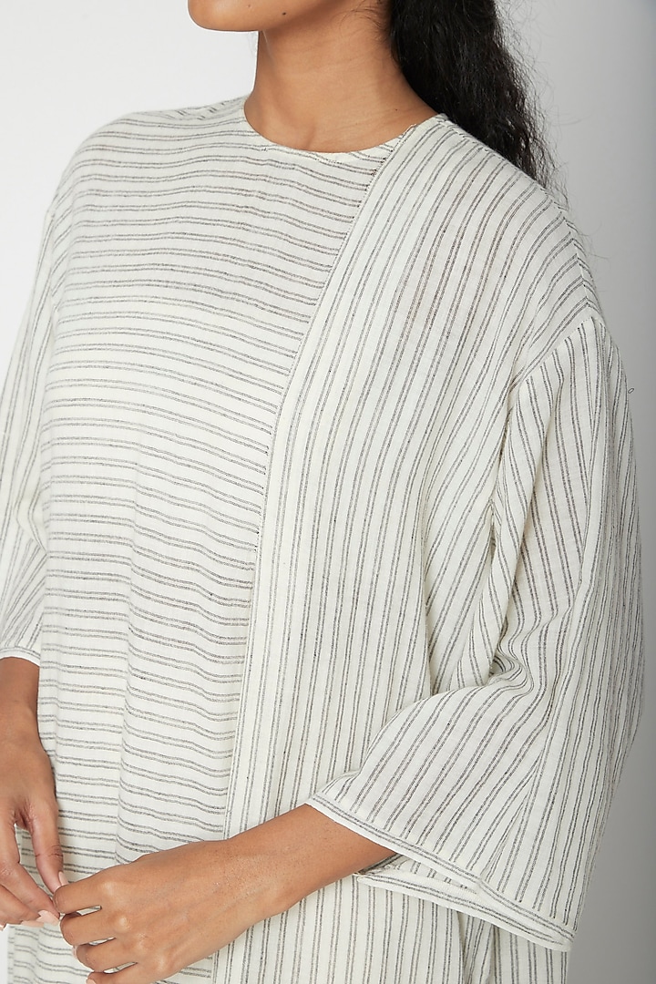 Ecru White Striped Tunic by Urvashi Kaur at Pernia's Pop Up Shop
