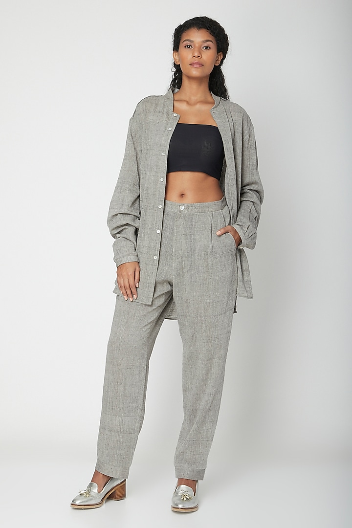 Grey Organic Cotton Pants by Urvashi Kaur at Pernia's Pop Up Shop
