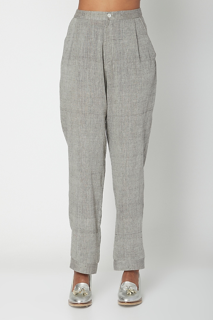 Grey Organic Cotton Pants by Urvashi Kaur at Pernia's Pop Up Shop