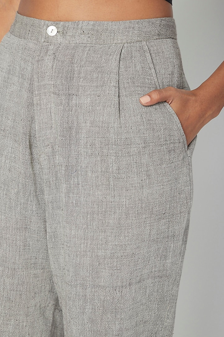 Grey Organic Cotton Pants by Urvashi Kaur at Pernia's Pop Up Shop
