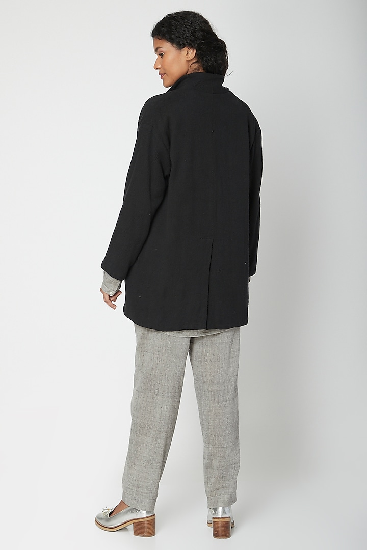 Black Organic Cotton Jacket by Urvashi Kaur at Pernia's Pop Up Shop