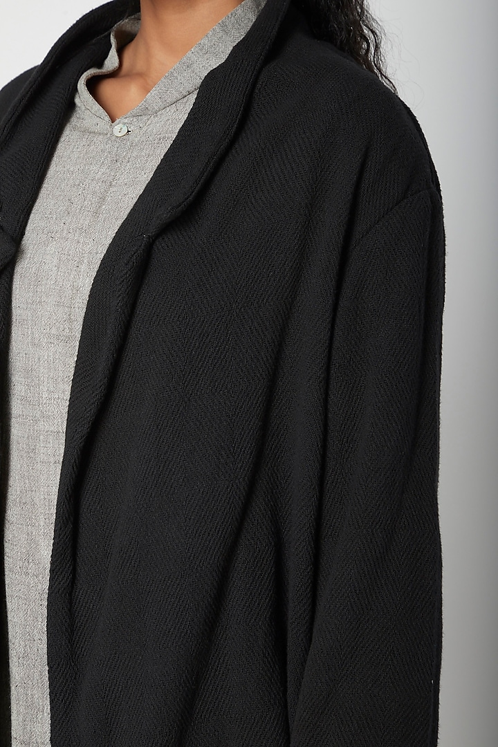 Black Organic Cotton Jacket by Urvashi Kaur at Pernia's Pop Up Shop