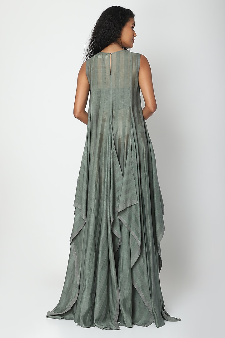 Teal Panelled Tent Cocktail Dress by Urvashi Kaur at Pernia's Pop Up Shop