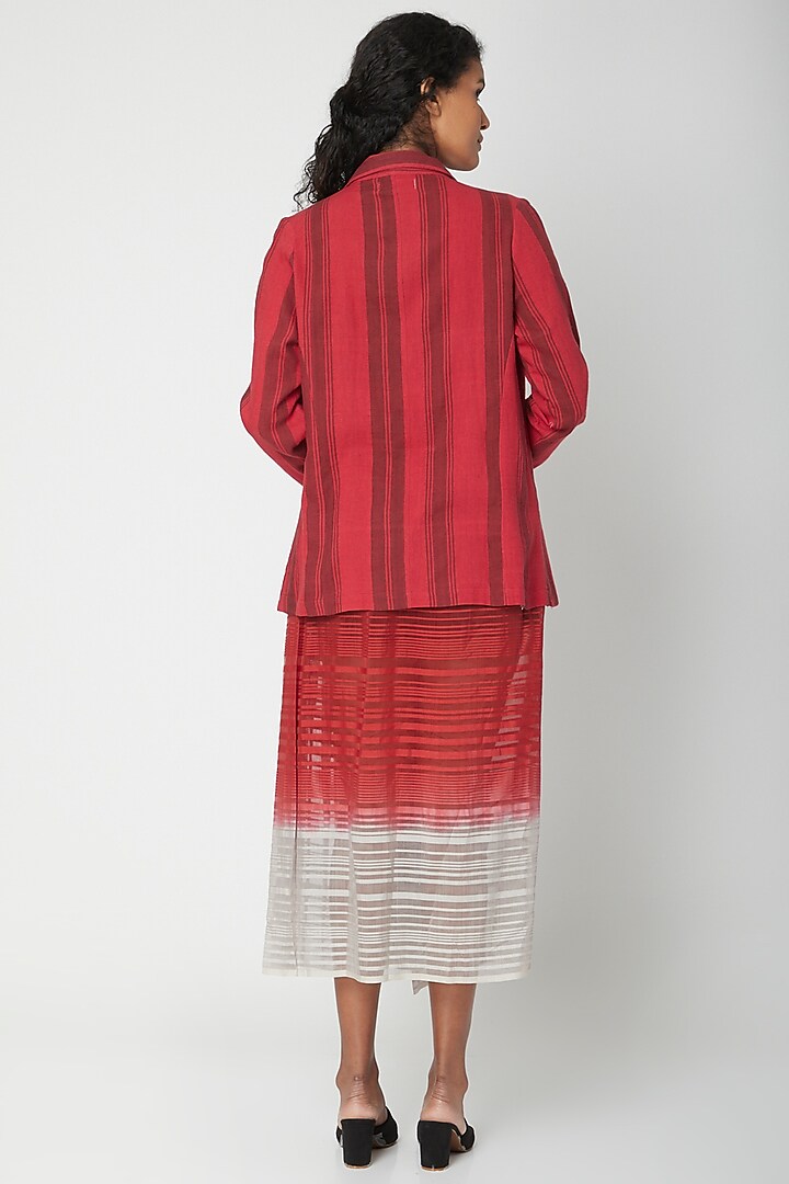 Red Pleated Ombre Skirt by Urvashi Kaur at Pernia's Pop Up Shop