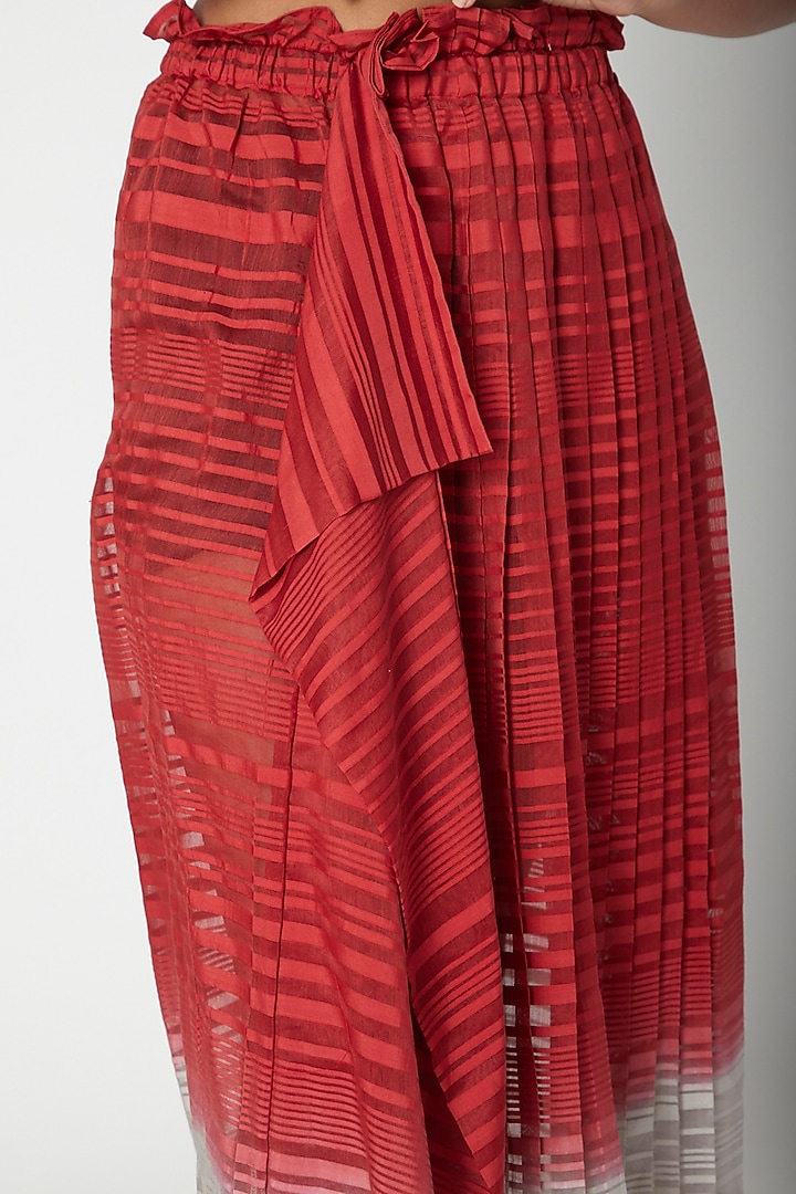 Red Pleated Ombre Skirt by Urvashi Kaur at Pernia's Pop Up Shop