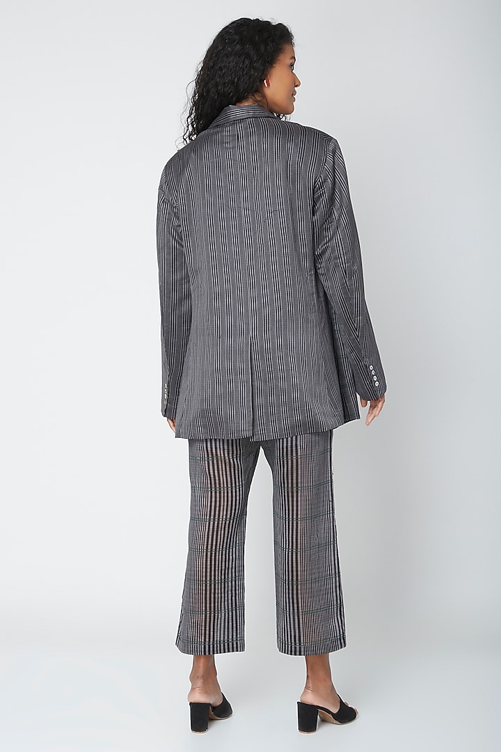 Grey Block Printed Pants by Urvashi Kaur at Pernia's Pop Up Shop