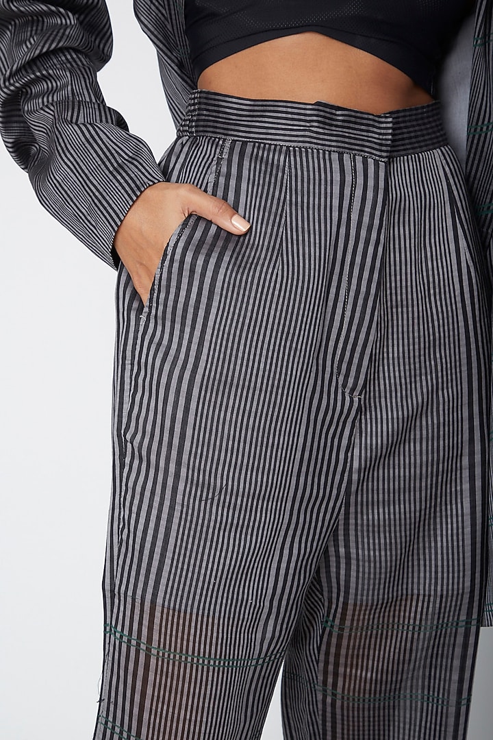 Grey Block Printed Pants by Urvashi Kaur at Pernia's Pop Up Shop