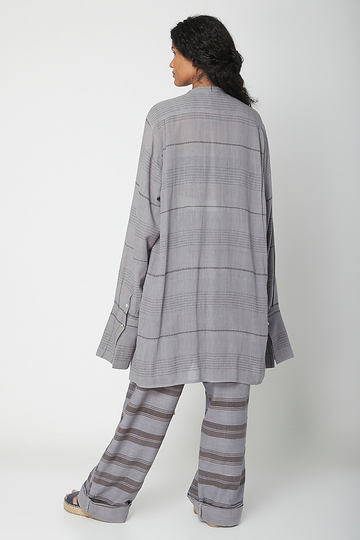Grey Organic Printed Pants by Urvashi Kaur at Pernia's Pop Up Shop