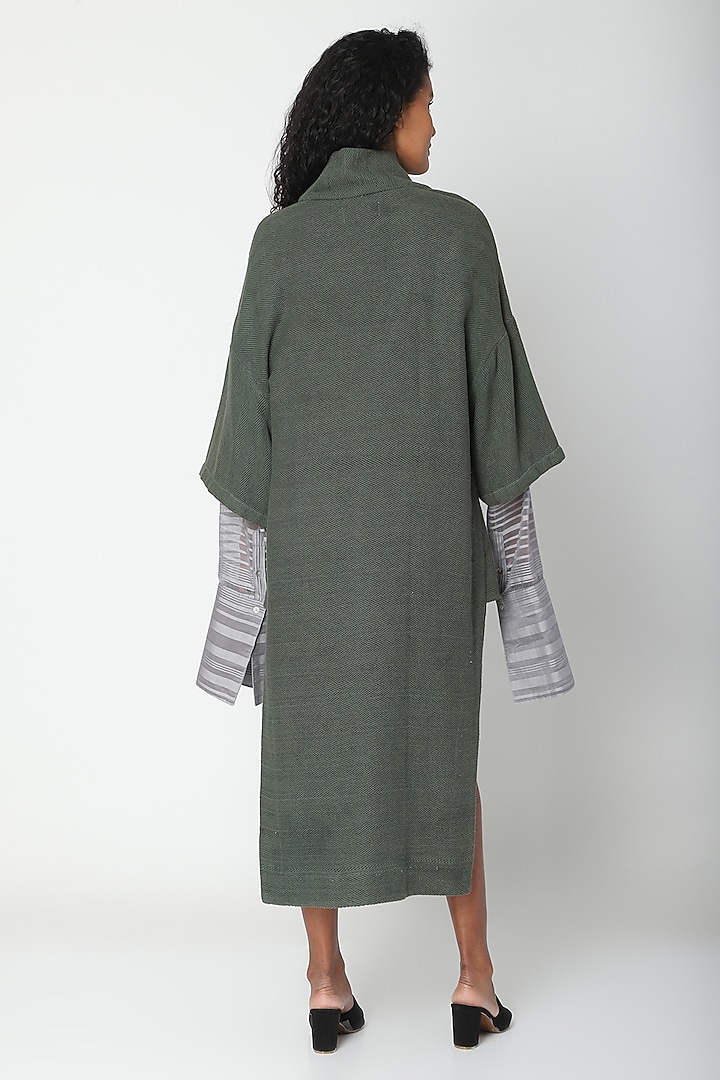 Teal Handwoven Tunic by Urvashi Kaur at Pernia's Pop Up Shop