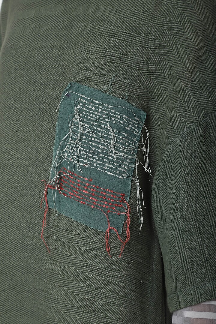 Teal Handwoven Tunic by Urvashi Kaur at Pernia's Pop Up Shop
