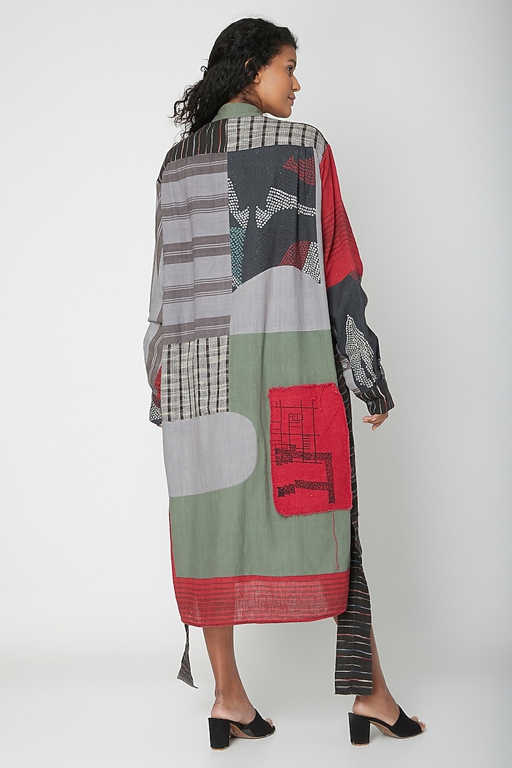 Multi Colored Vacation Shirt Dress With Patchwork by Urvashi Kaur at Pernia's Pop Up Shop