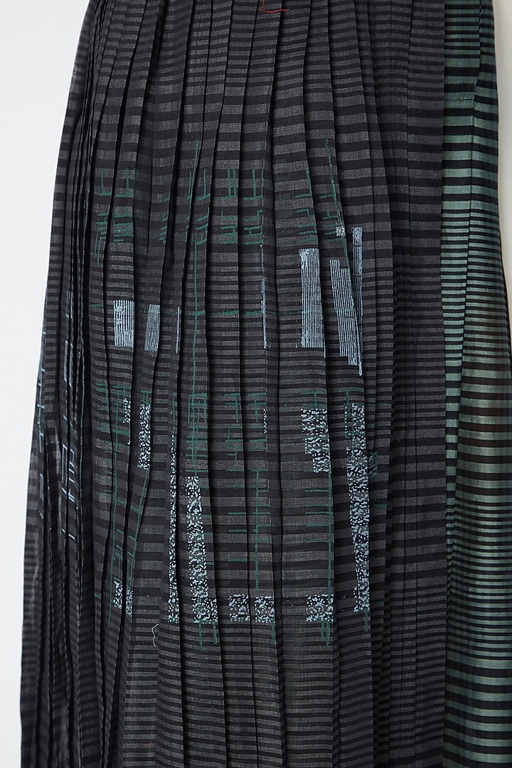 Black Sheer Skirt With Block Print by Urvashi Kaur at Pernia's Pop Up Shop