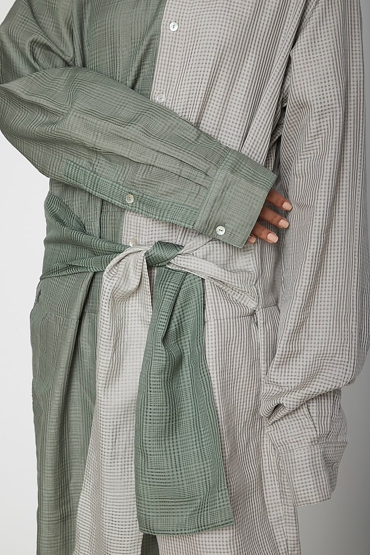 Teal Chanderi Silk Jumpsuit by Urvashi Kaur at Pernia's Pop Up Shop