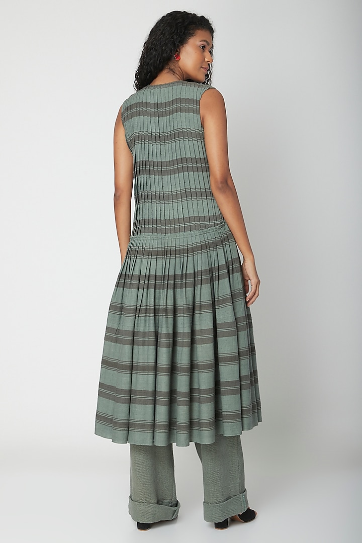 Teal Handwoven Cotton Pants by Urvashi Kaur at Pernia's Pop Up Shop