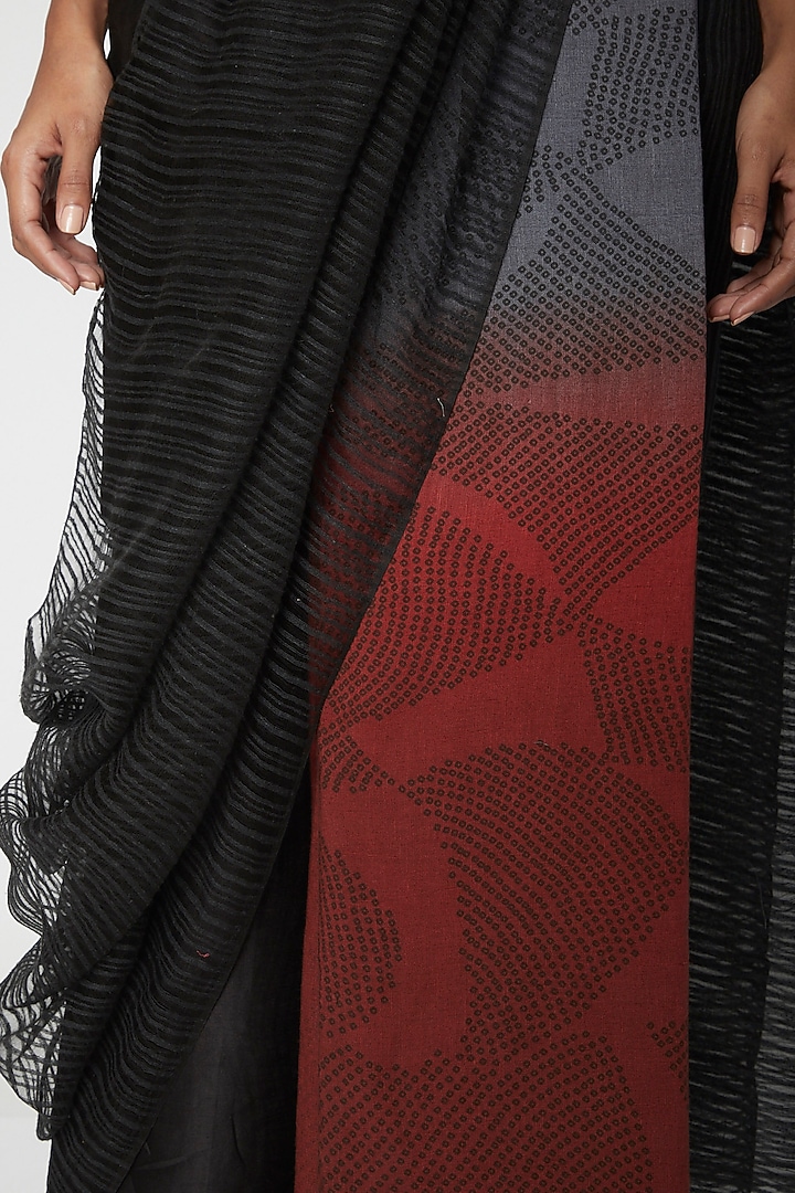 Red Ombre Shibori Print Party Wear Saree by Urvashi Kaur at Pernia's Pop Up Shop